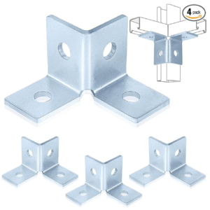 Shimeyao 4 Pcs 4 Hole Double Corner Channel Wing Fitting, Galvanized Steel Wing Shape 90 Degree Fitting Bracket Fit for 12 Bolt in 1-58 Strut C