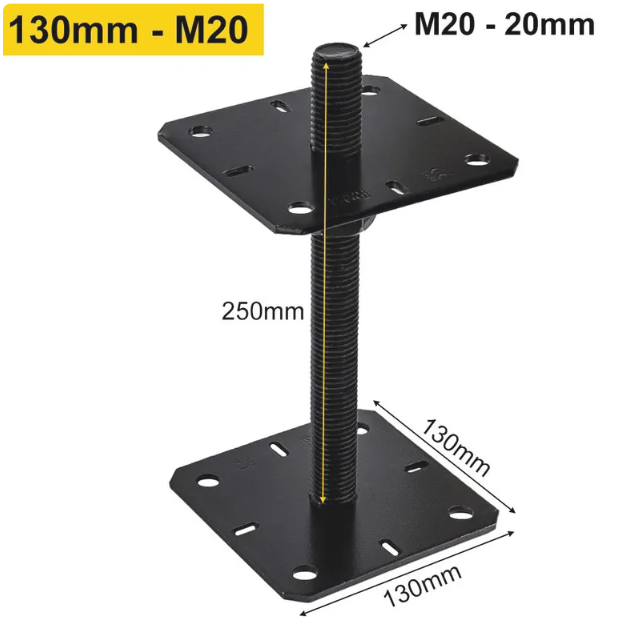 Black Heavy Duty Galvanised Adjustable Pergola Post Support Pergola Post Anchor - 图片 3