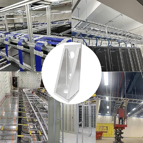 90 Degree Gusseted Fitting for 1-58 Strut Channel,3 Hole Heavy Duty Steel Right Angle Connector Brackets for 1 2 Bolt, 5.7 mm Thick - 图片 2