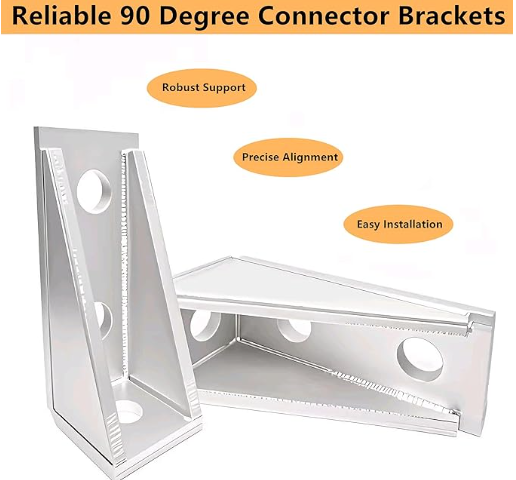 90 Degree Gusseted Fitting for 1-58 Strut Channel,3 Hole Heavy Duty Steel Right Angle Connector Brackets for 1 2 Bolt, 5.7 mm Thick