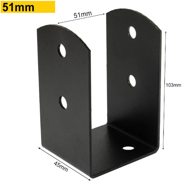 Black U Shape Bolt Down Post Support - 图片 3