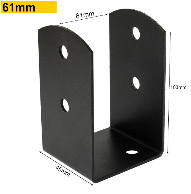 Black U Shape Bolt Down Post Support - 图片 7