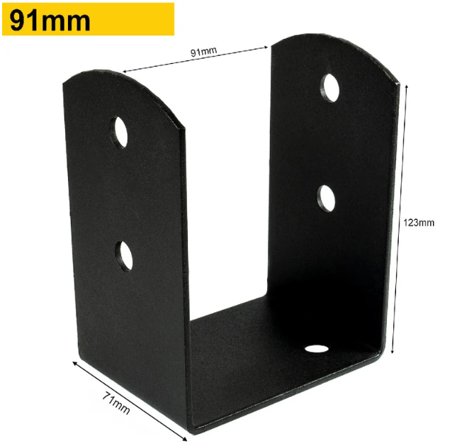 Black U Shape Bolt Down Post Support - 图片 8