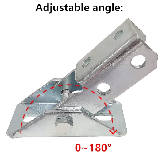 Adjustable Brace Fitting,180 Degree Turn Joint Connector Bracket Fit for 12 Bolt in 1-58 Strut Channel, Electrogalvanized - 图片 4