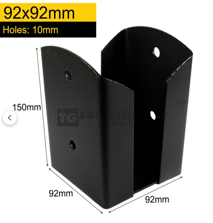 Black Vintage Bolt Down Pergola Post Support Timber to Concrete Bracket - 图片 3