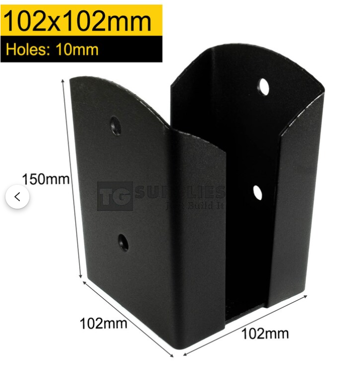 Black Vintage Bolt Down Pergola Post Support Timber to Concrete Bracket - 图片 6