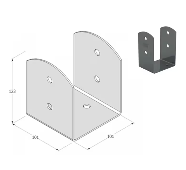 Anthracite Grey U Shape Bolt Down Pergola Post Support Post Bracket Wooden Beam Connector Pergola Connector - 图片 4