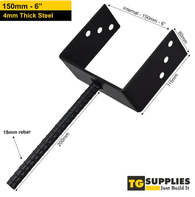 Heavy Duty Black Concrete In U Shape Pergola Post Support Pergola Post Ground Anchor - 图片 3