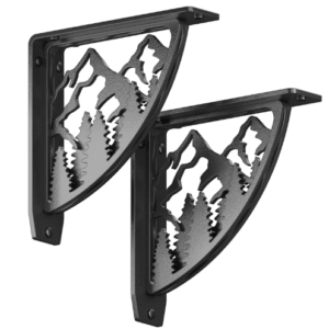 STARBY Heavy Duty Shelf Brackets. 2 Pack, 8 x 8 Fireplace Mantel Corbels. L Shaped Metal Bracket Counter Supports. Designer Wrought Iron Black. DIY H