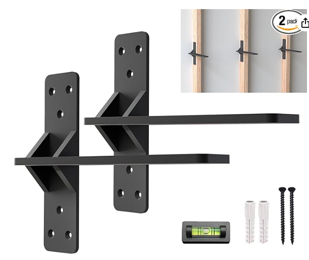 16 inch Floating Countertop Support Brackets by Balin Designs, Free hanging Floating Shelf Brackets Heavy Duty, Invisible Wall Shower Bench T Support for Vanitie