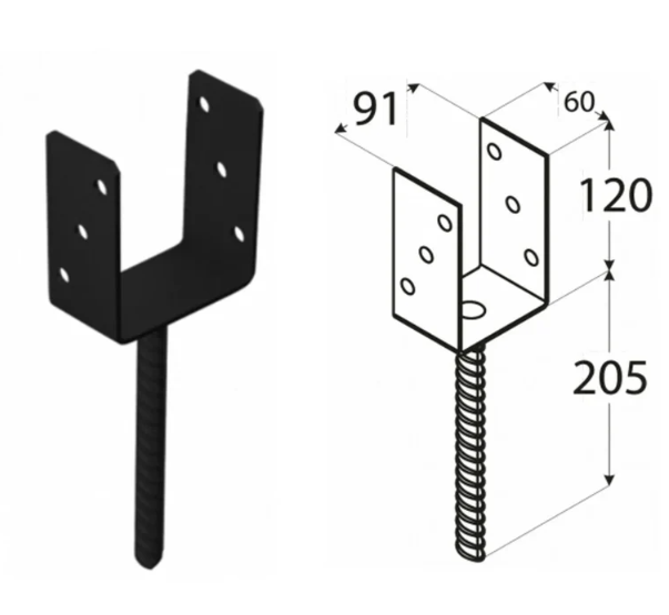Heavy Duty Black Concrete In U Shape Pergola Post Support Pergola Post Ground Anchor - 图片 6
