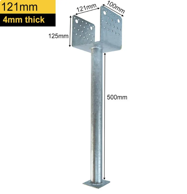 Heavy Duty Hot Dipped Galvanised Concrete In U Shape Wide Pergola Post Support Ground Anchor Metal Foundation Base Post Bracket - 图片 3