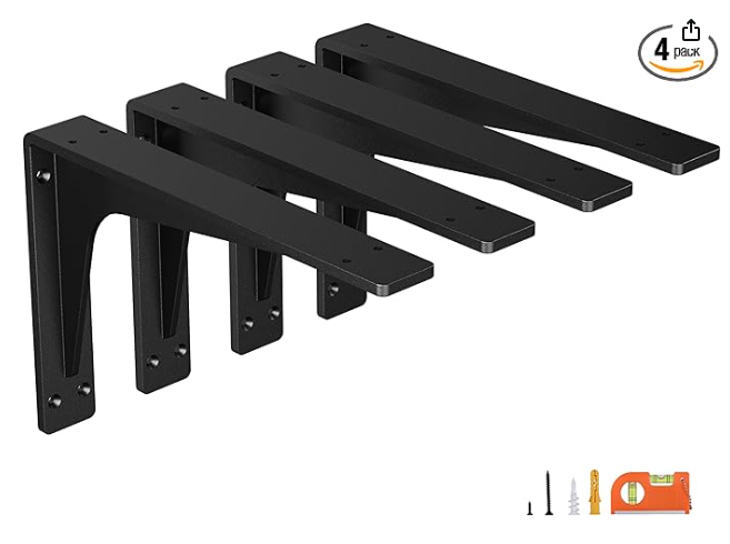 18 Inch Heavy Duty Shelf Brackets, Premium Metal Wall Bracket for Mantel, Countertop Support, Garage Storage Shelves High Strength Corner Brace 4-Pack Floating Shelf Hardw - 图片 3