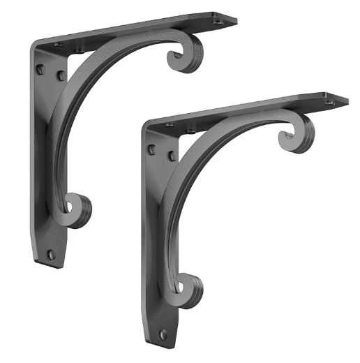 STARBY Heavy Duty Shelf Brackets. 2 Pack, 8 x 8 Fireplace Mantel Corbels. L Shaped Metal Bracket Counter Supports. Designer Wrought Iron Black. DIY H - 图片 9