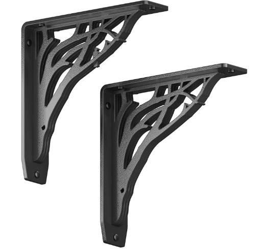STARBY Heavy Duty Shelf Brackets. 2 Pack, 8 x 8 Fireplace Mantel Corbels. L Shaped Metal Bracket Counter Supports. Designer Wrought Iron Black. DIY H - 图片 2