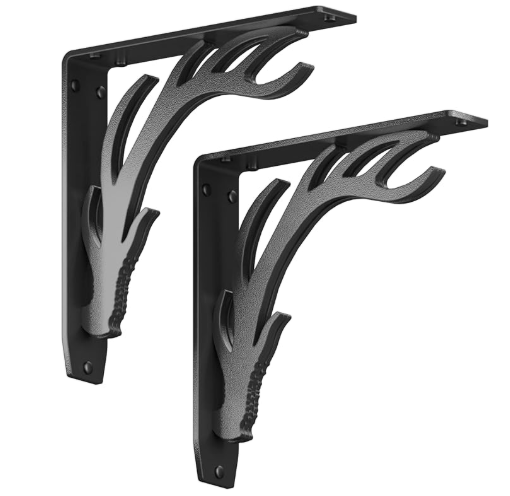 STARBY Heavy Duty Shelf Brackets. 2 Pack, 8 x 8 Fireplace Mantel Corbels. L Shaped Metal Bracket Counter Supports. Designer Wrought Iron Black. DIY H - 图片 7