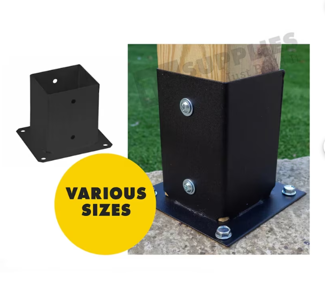 Black Heavy Duty Galvanised Pergola Bolt Down Post Support Pergola Post Bracket Pergola Post Anchor Fence Shoe