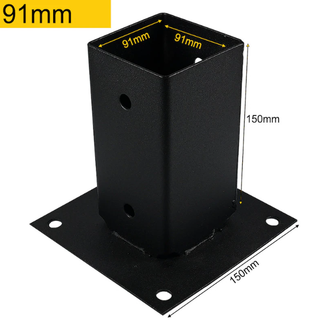 Black Heavy Duty Galvanised Pergola Bolt Down Post Support Pergola Post Bracket Pergola Post Anchor Fence Shoe - 图片 4
