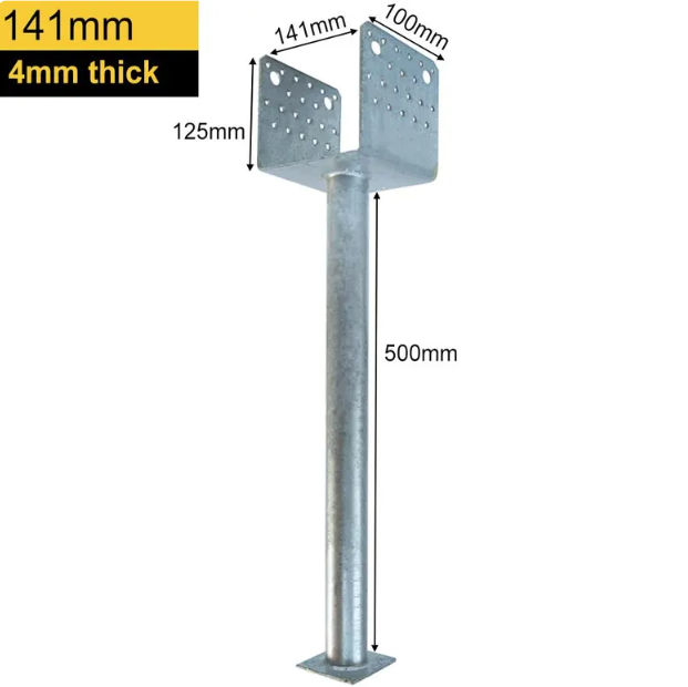 Heavy Duty Hot Dipped Galvanised Concrete In U Shape Wide Pergola Post Support Ground Anchor Metal Foundation Base Post Bracket - 图片 4