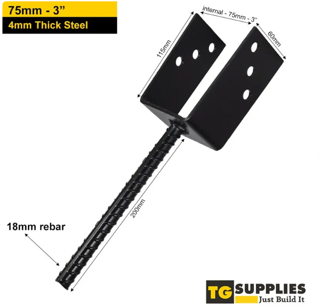 Heavy Duty Black Concrete In U Shape Pergola Post Support Pergola Post Ground Anchor - 图片 4