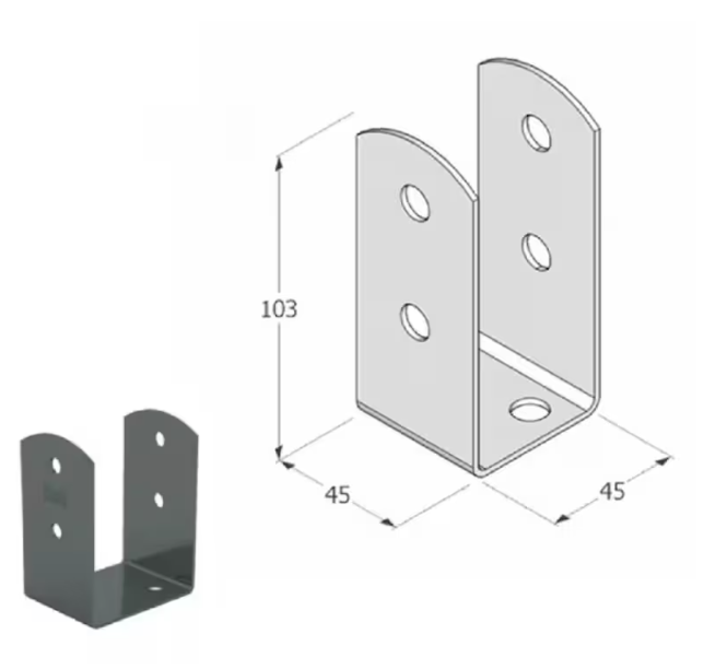Anthracite Grey U Shape Bolt Down Pergola Post Support Post Bracket Wooden Beam Connector Pergola Connector - 图片 8