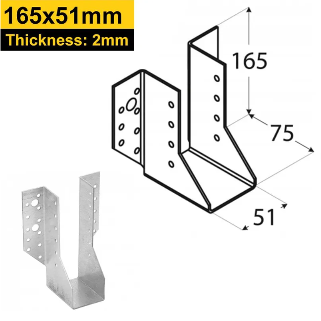 Reinforced Premium Heavy Duty Galvanised Face Fix Joist Hanger - 2mm Thick Steel - 图片 8