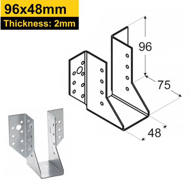 Reinforced Premium Heavy Duty Galvanised Face Fix Joist Hanger - 2mm Thick Steel - 图片 4