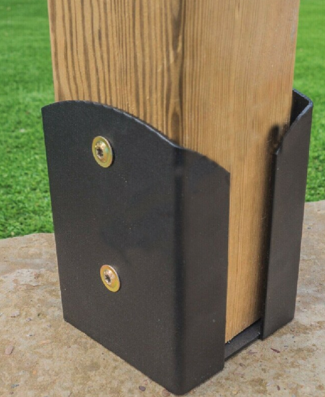Black Vintage Bolt Down Pergola Post Support Timber to Concrete Bracket