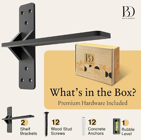 16 inch Floating Countertop Support Brackets by Balin Designs, Free hanging Floating Shelf Brackets Heavy Duty, Invisible Wall Shower Bench T Support for Vanitie - 图片 8