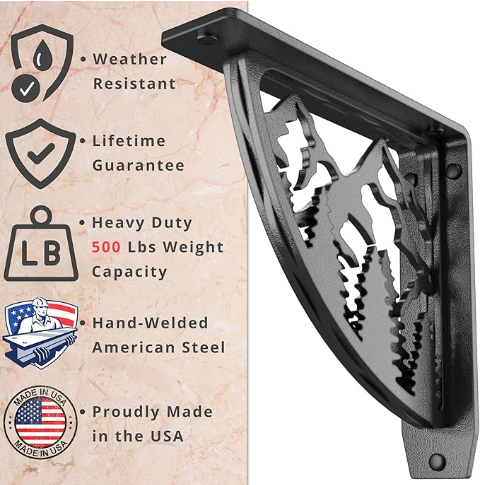 STARBY Heavy Duty Shelf Brackets. 2 Pack, 8 x 8 Fireplace Mantel Corbels. L Shaped Metal Bracket Counter Supports. Designer Wrought Iron Black. DIY H - 图片 4