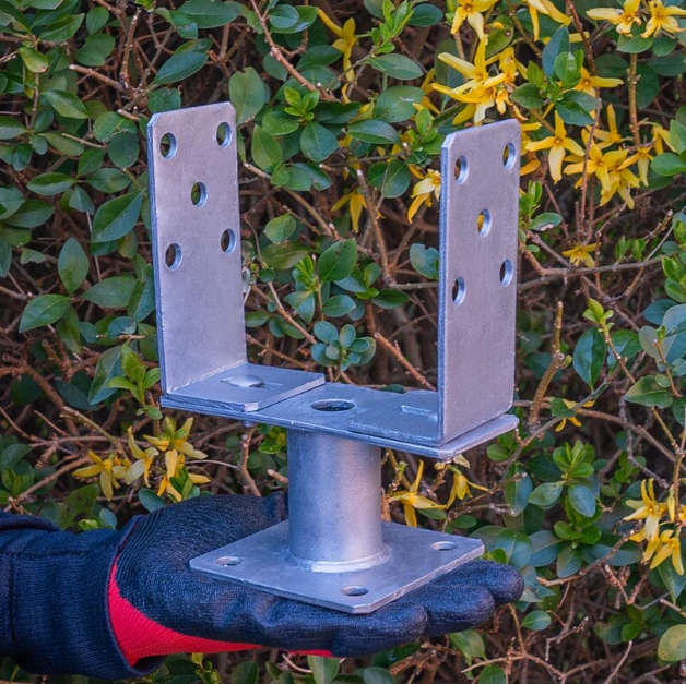 Heavy Duty Hot Dip Galvanised Adjustable 140–200mm Bolt Down Pergola Post Support Base - 图片 4