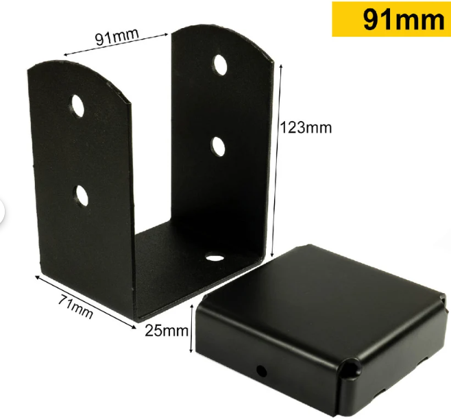 Black Down Post Pergola Post Support With A Spacer Pergola Post Bracket Post Ground Anchor Fence Post Bracket - 图片 6