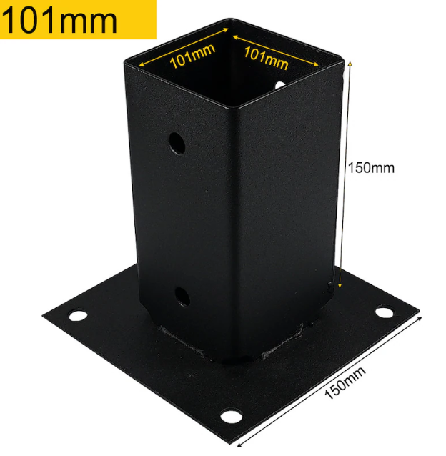 Black Heavy Duty Galvanised Pergola Bolt Down Post Support Pergola Post Bracket Pergola Post Anchor Fence Shoe - 图片 6