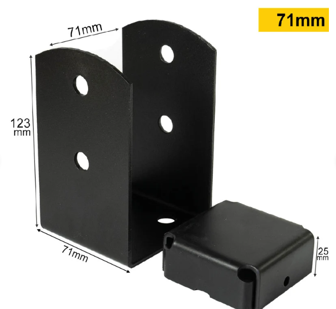 Black Down Post Pergola Post Support With A Spacer Pergola Post Bracket Post Ground Anchor Fence Post Bracket - 图片 5