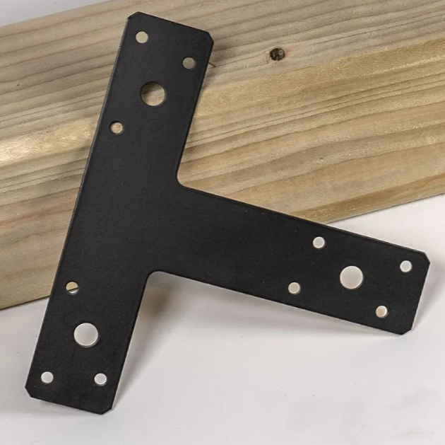 Black Heavy Duty Tee Plate Brace Flat T Shape Repair Bracket Tee Corner Brace - 图片 3