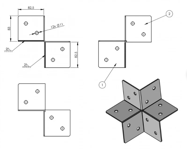 Black Decorative Pergola Bracket Three Way Corner Connector Pergola Fixings Pergola Component Pergola Metal Connector - 图片 3