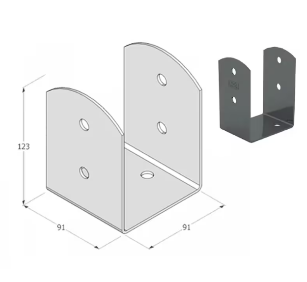 Anthracite Grey U Shape Bolt Down Pergola Post Support Post Bracket Wooden Beam Connector Pergola Connector - 图片 7