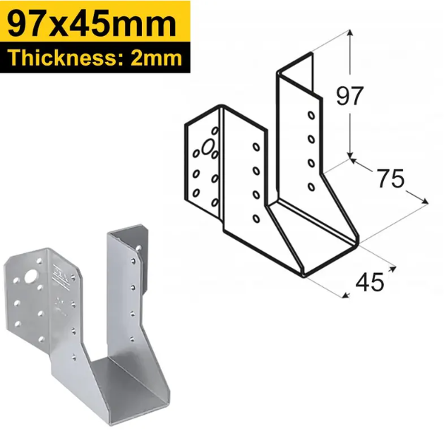 Reinforced Premium Heavy Duty Galvanised Face Fix Joist Hanger - 2mm Thick Steel - 图片 5