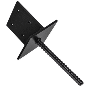 Heavy Duty Black Galvanised Internal Concrete-In Pergola Post Support – Steel Ground Anchor Base for Outdoor Structures