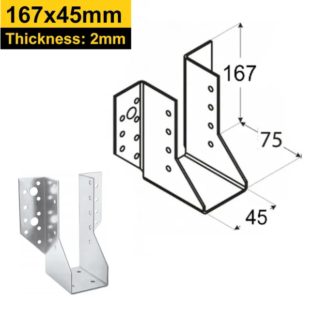 Reinforced Premium Heavy Duty Galvanised Face Fix Joist Hanger - 2mm Thick Steel - 图片 9