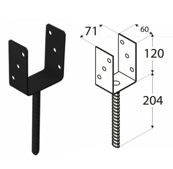 Heavy Duty Black Concrete In U Shape Pergola Post Support Pergola Post Ground Anchor - 图片 7