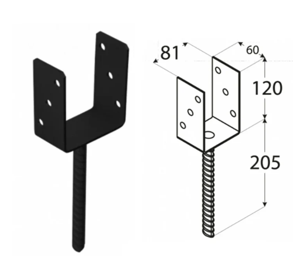 Heavy Duty Black Concrete In U Shape Pergola Post Support Pergola Post Ground Anchor - 图片 8
