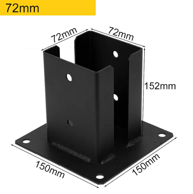 Black Heavy Duty Galvanised Pergola Bolt Down Post Support Pergola Post Bracket Pergola Post Anchor Fence Shoe - 图片 3