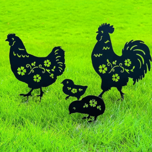 Chicken Metal Decorative Garden Stakes Chicken Gifts for WomenMen Chicken Lovers Gifts Silhouette Statues for Yard Art, Outside, Patio, Outdoor Decor, Garden Decorations, Lawn Ornaments