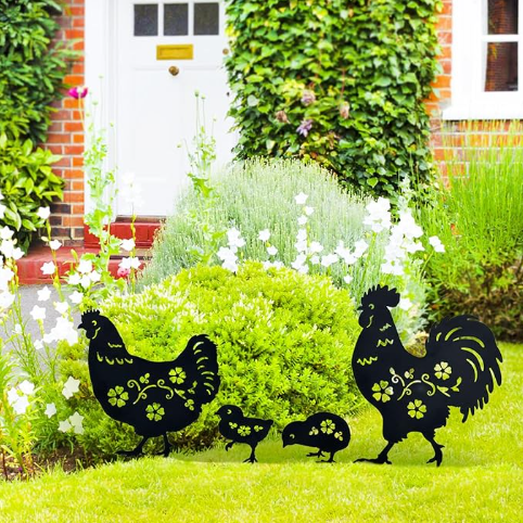 Chicken Metal Decorative Garden Stakes Chicken Gifts for WomenMen Chicken Lovers Gifts Silhouette Statues for Yard Art, Outside, Patio, Outdoor Decor, Garden Decorations, Lawn Ornaments - 图片 4
