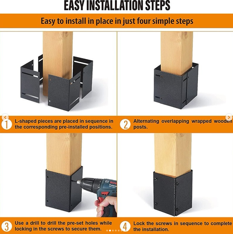 The adjustable post protector metal post protection kit is suitable for wooden mailboxes, fences and othe - 图片 6