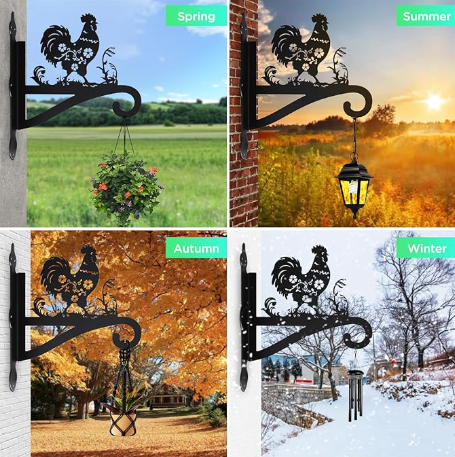 Plant Hanger Outdoor & Indoor, Chicken Decor Hanging Basket Hooks, Wall Hangers for Hanging Plant, Flower Basket, Bird Feeder, Lantern, Wind Chimes, Chicken Coop Accessories - 图片 15