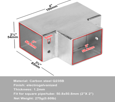 No‑weld pergola square tube connectors：1‑way,2‑way,3‑way,4‑way