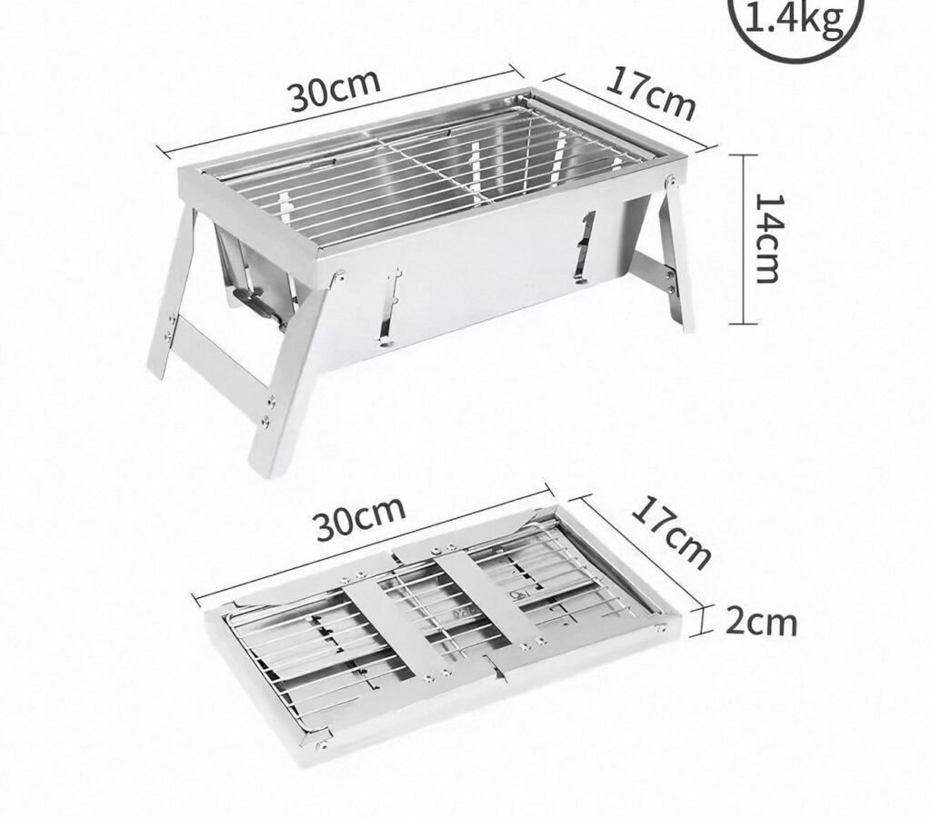Stainless Steel Foldable Briefcase Camping BBQ Grill
