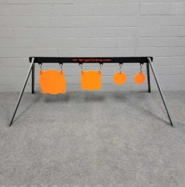 Our **triple gong target stand** is a heavy‑duty upgraded armored frame built for serious outdoor shooting practice. This **portable ar500 gong stand** is purpose‑built to hold three AR500 round gong targets for both pistol and rifle drills. As a robust **3‑target steel shooting gong stand**, it uses interlocking zero‑weld steel construction, no bolts or tools required for assembly. You can set it up and tear it down in minutes. This **collapsible gong target stand for outdoor range** folds completely flat for easy pickup‑truck transport and compact storage. This **heavy‑duty reactive gong stand** absorbs bullet‑impact vibration well and delivers sharp audible ring feedback upon every hit. It works great for backyard plinking, private land shooting, competitive transition drills and recreational range training for shooters of all skill levels.